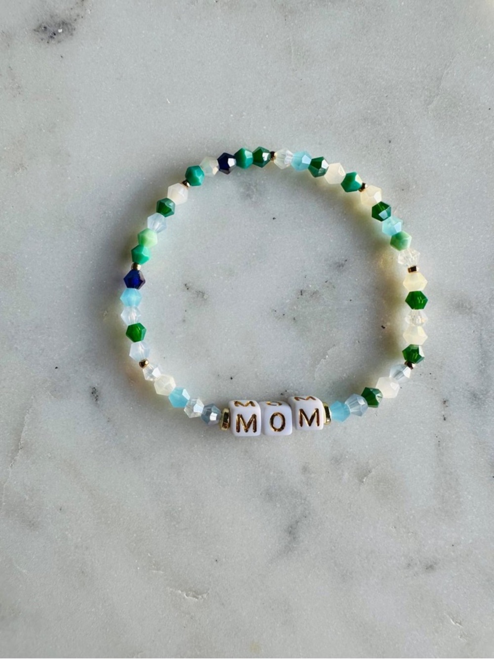 Beaded MOM Stretch Bracelet - Gift for Her - Letter Bracelet - Stackable